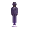 Person In Suit Levitating: Dark Skin Tone Emoji 🕴🏿 image - Microsoft 3D Fluent style
