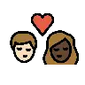 Kiss: Person, Person, Light Skin Tone, Dark Skin Tone Emoji 🧑🏻‍❤️‍💋‍🧑🏿 image - OpenMoji style