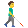 Man With White Cane Facing Right Emoji 👨‍🦯‍➡️ image - Google Noto Color style