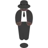Person In Suit Levitating: Dark Skin Tone Emoji 🕴🏿 image - Tossface style
