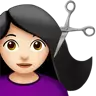 Woman Getting Haircut: Light Skin Tone Emoji 💇🏻‍♀️ image - Apple style
