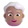 Person: Medium Skin Tone, White Hair Emoji 🧑🏽‍🦳 image - Microsoft 3D Fluent style