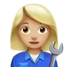 Woman Mechanic: Medium-Light Skin Tone Emoji 👩🏼‍🔧 image - Apple style