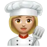 Woman Cook: Medium-Light Skin Tone Emoji 👩🏼‍🍳 image - WhatsApp style