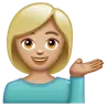 Woman Tipping Hand: Medium-Light Skin Tone Emoji 💁🏼‍♀️ image - WhatsApp style
