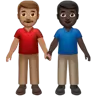 Men Holding Hands: Medium Skin Tone, Dark Skin Tone Emoji 👨🏽‍🤝‍👨🏿 image - Apple style