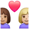 Couple With Heart: Woman, Woman, Medium Skin Tone, Medium-Light Skin Tone Emoji 👩🏽‍❤️‍👩🏼 image - Samsung style