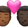Kiss: Man, Man, Medium-Dark Skin Tone, Dark Skin Tone Emoji 👨🏾‍❤️‍💋‍👨🏿 image - Apple style