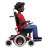 Man In Motorized Wheelchair Facing Right: Dark Skin Tone