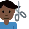 Man Getting Haircut: Dark Skin Tone Emoji 💇🏿‍♂️ image - Twitter / X (Twemoji) style