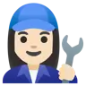 Woman Mechanic: Light Skin Tone Emoji 👩🏻‍🔧 image - Google Noto Color style