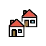 Hausgebäude Emoji 🏘 image - OpenMoji style