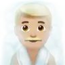Man In Steamy Room: Medium-Light Skin Tone Emoji 🧖🏼‍♂️ image - Apple style