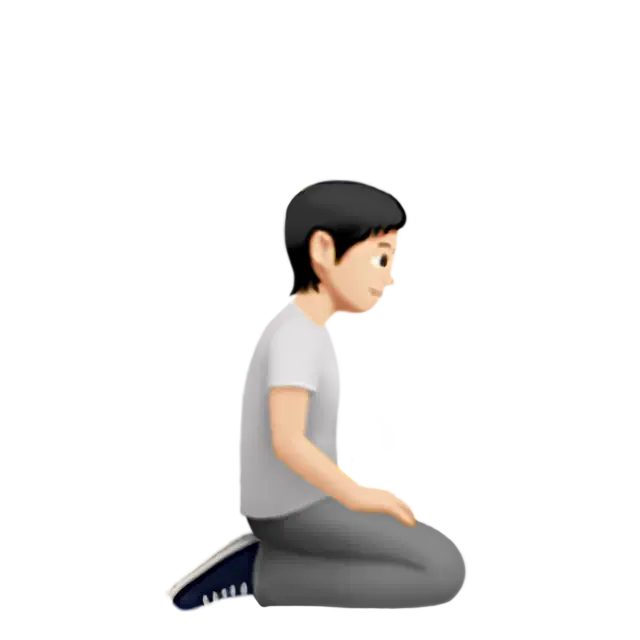 Person Kneeling Facing Right: Light Skin Tone