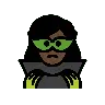 Woman Supervillain: Dark Skin Tone Emoji 🦹🏿‍♀️ image - OpenMoji style