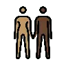 Woman And Man Holding Hands: Medium Skin Tone, Dark Skin Tone Emoji 👩🏽‍🤝‍👨🏿 image - OpenMoji style