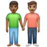 Men Holding Hands: Medium-Dark Skin Tone, Medium Skin Tone Emoji 👨🏾‍🤝‍👨🏽 image - WhatsApp style