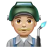 Man Factory Worker: Medium-Light Skin Tone Emoji 👨🏼‍🏭 image - WhatsApp style