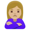 Woman Pouting: Medium-Light Skin Tone Emoji 🙎🏼‍♀️ image - Google Noto Color style
