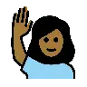 Woman Raising Hand: Medium-Dark Skin Tone Emoji 🙋🏾‍♀️ image - OpenMoji style