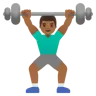 Man Lifting Weights: Medium-Dark Skin Tone Emoji 🏋🏾‍♂️ image - Google Noto Color style