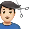Man Getting Haircut: Light Skin Tone Emoji 💇🏻‍♂️ image - Apple style