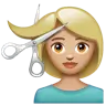 Woman Getting Haircut: Medium-Light Skin Tone Emoji 💇🏼‍♀️ image - WhatsApp style