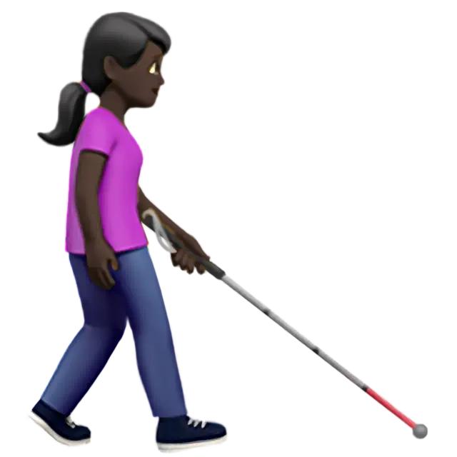 Woman With White Cane Facing Right: Dark Skin Tone