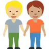 People Holding Hands: Medium-Light Skin Tone, Medium Skin Tone Emoji 🧑🏼‍🤝‍🧑🏽 image - Twitter / X (Twemoji) style