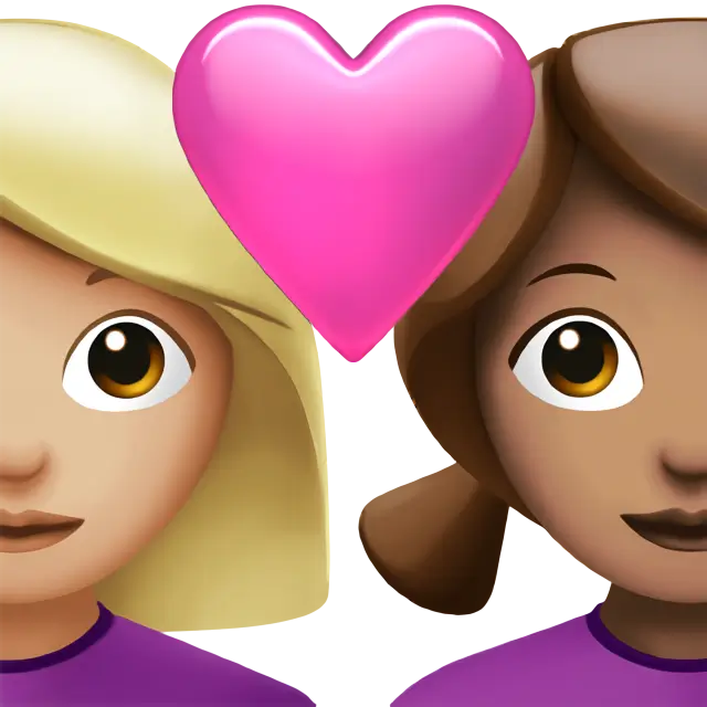 Couple With Heart: Woman, Woman, Medium-Light Skin Tone, Medium Skin Tone