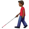 Man With White Cane: Medium-Dark Skin Tone Emoji 👨🏾‍🦯 image - Apple style