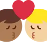 Kiss: Man, Man, Medium-Dark Skin Tone, Medium-Light Skin Tone Emoji 👨🏾‍❤️‍💋‍👨🏼 image - Twitter / X (Twemoji) style