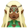 Woman Elf: Medium-Dark Skin Tone Emoji 🧝🏾‍♀️ image - Apple style