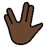 Vulcan Salute: Dark Skin Tone Emoji 🖖🏿 image - OpenMoji style