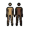 Men Holding Hands: Medium Skin Tone, Dark Skin Tone Emoji 👨🏽‍🤝‍👨🏿 image - OpenMoji style