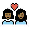 Couple With Heart: Woman, Woman, Medium-Dark Skin Tone Emoji 👩🏾‍❤️‍👩🏾 image - OpenMoji style