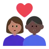 Couple With Heart: Woman, Man, Medium Skin Tone, Dark Skin Tone Emoji 👩🏽‍❤️‍👨🏿 image - Tossface style
