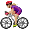 Woman Biking: Medium-Light Skin Tone Emoji 🚴🏼‍♀️ image - Apple style