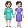Women Holding Hands: Light Skin Tone Emoji 👭🏻 image - WhatsApp style