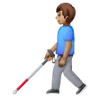 Man With White Cane: Medium Skin Tone Emoji 👨🏽‍🦯 image - Samsung style