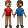 Men Holding Hands: Medium Skin Tone, Medium-Dark Skin Tone Emoji 👨🏽‍🤝‍👨🏾 image - Apple style