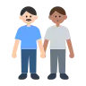 Men Holding Hands: Light Skin Tone, Medium Skin Tone Emoji 👨🏻‍🤝‍👨🏽 image - Tossface style