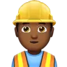 Man Construction Worker: Medium-Dark Skin Tone Emoji 👷🏾‍♂️ image - Apple style