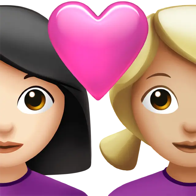 Couple With Heart: Woman, Woman, Light Skin Tone, Medium-Light Skin Tone