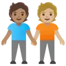 People Holding Hands: Medium-Light Skin Tone, Medium Skin Tone Emoji 🧑🏼‍🤝‍🧑🏽 image - Google Noto Color style