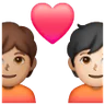 Couple With Heart: Person, Person, Medium Skin Tone, Light Skin Tone Emoji 🧑🏽‍❤️‍🧑🏻 image - Samsung style