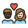 Couple With Heart: Person, Person, Dark Skin Tone, Light Skin Tone Emoji 🧑🏿‍❤️‍🧑🏻 image - OpenMoji style
