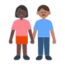 Woman And Man Holding Hands: Dark Skin Tone, Medium Skin Tone Emoji 👩🏿‍🤝‍👨🏽 image - Tossface style