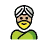 Man Wearing Turban: Medium-Light Skin Tone Emoji 👳🏼‍♂️ image - OpenMoji style
