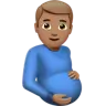 Pregnant Man: Medium Skin Tone Emoji 🫃🏽 image - Apple style